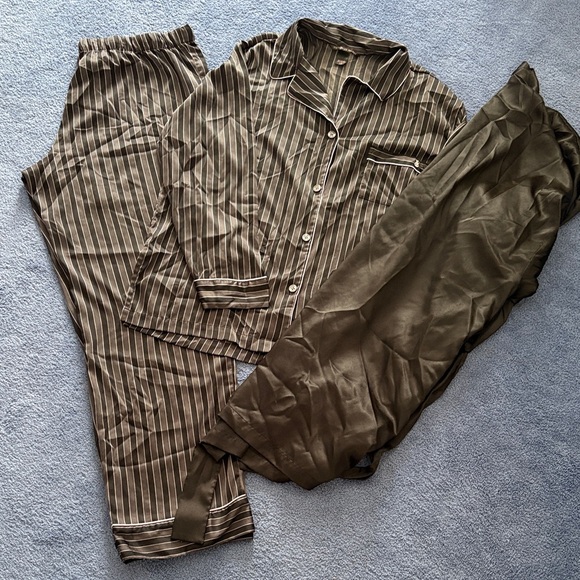 Victoria's Secret Other - Victoria's Secret Black and Gray Striped Pajama Set